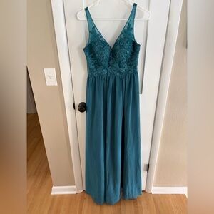 Azazie Teal Embroidered Dress A4